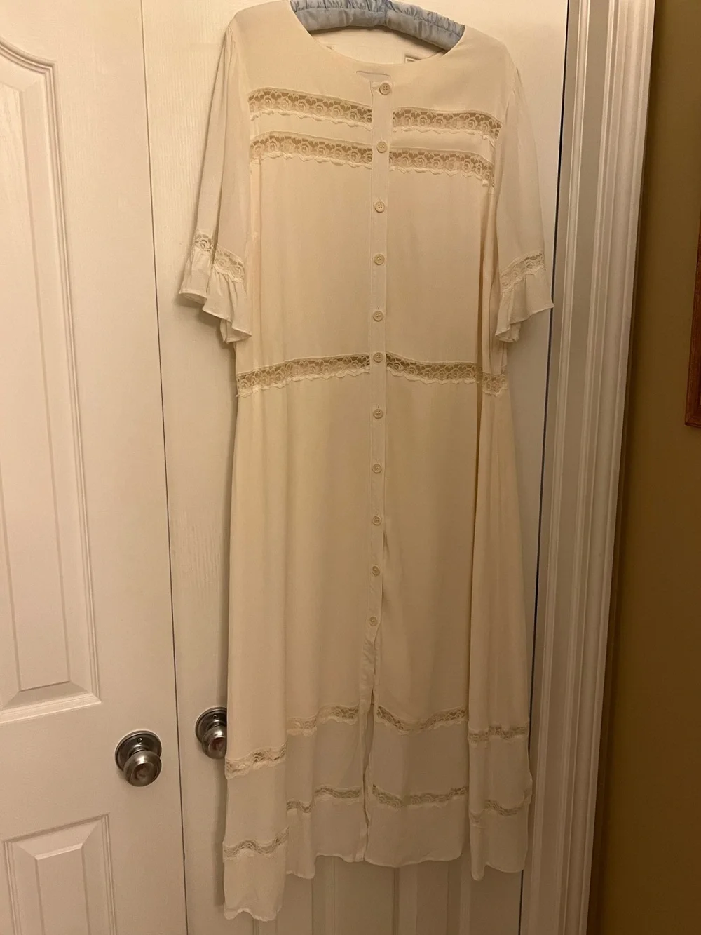 Reformation Cream Lace-Trim Button Front Dress - Picture 7 of 16